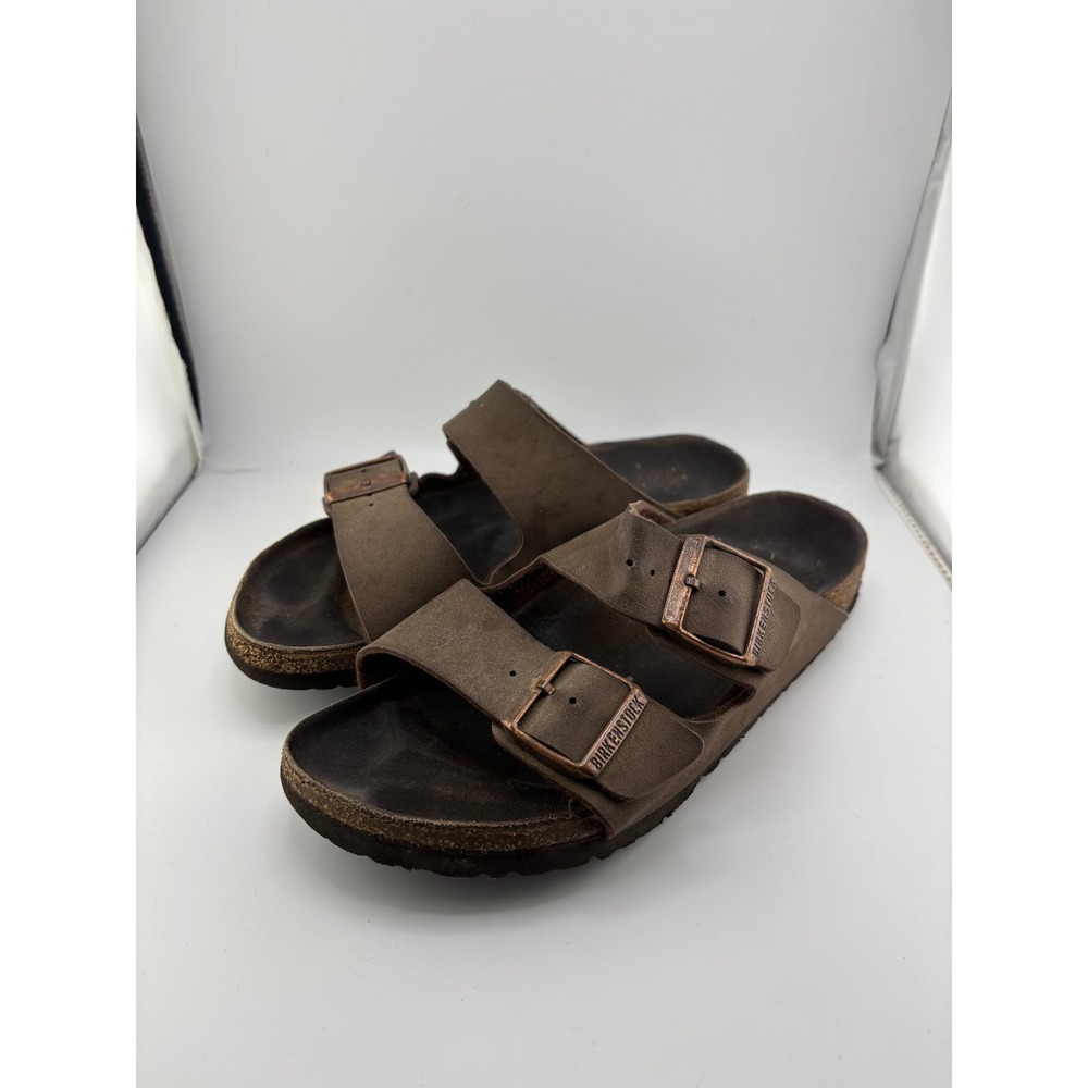 Birkenstock Arizona Mocha Brown Two Strap Buckle Slide Sandals Size 38